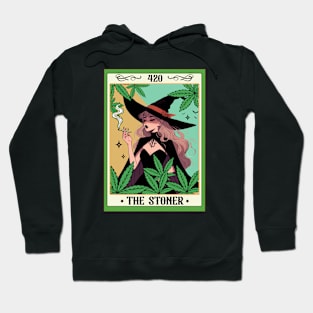 Cannabis Weed Lover Witch Smoking 420 The Stoner Tarot Card Hoodie
